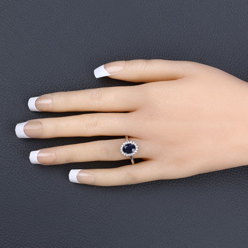 1.73 Carat Genuine Blue Sapphire and White Diamond 14K White Gold Ring by Bids.com
