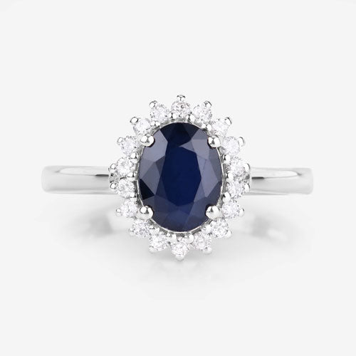 1.73 Carat Genuine Blue Sapphire and White Diamond 14K White Gold Ring by Bids.com
