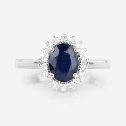 1.73 Carat Genuine Blue Sapphire and White Diamond 14K White Gold Ring by Bids.com