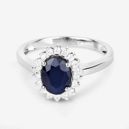 1.73 Carat Genuine Blue Sapphire and White Diamond 14K White Gold Ring by Bids.com