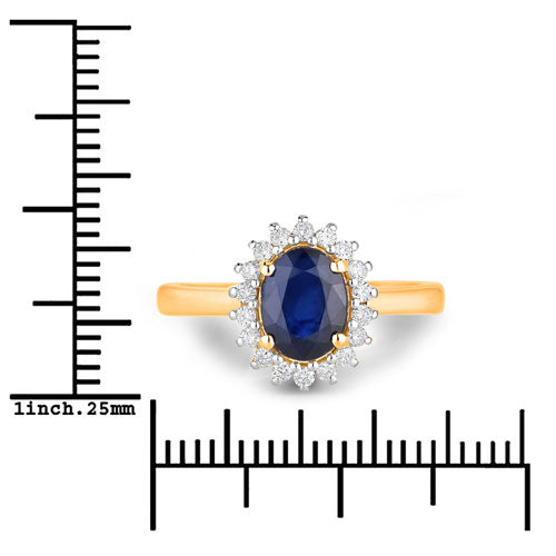 1.73 Carat Genuine Blue Sapphire and White Diamond 14K Yellow Gold Ring by Bids.com