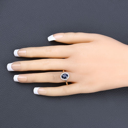 1.73 Carat Genuine Blue Sapphire and White Diamond 14K Yellow Gold Ring by Bids.com