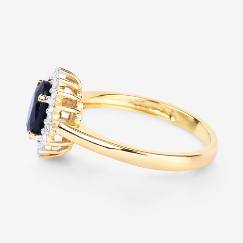 1.73 Carat Genuine Blue Sapphire and White Diamond 14K Yellow Gold Ring by Bids.com