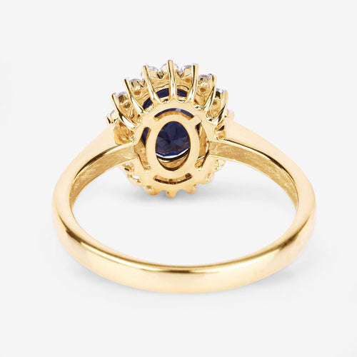 1.73 Carat Genuine Blue Sapphire and White Diamond 14K Yellow Gold Ring by Bids.com