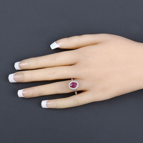 1.64 Carat Genuine Ruby and White Diamond 14K White Gold Ring by Bids.com