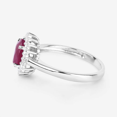 1.64 Carat Genuine Ruby and White Diamond 14K White Gold Ring by Bids.com