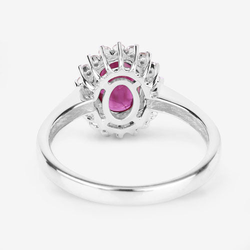 1.64 Carat Genuine Ruby and White Diamond 14K White Gold Ring by Bids.com