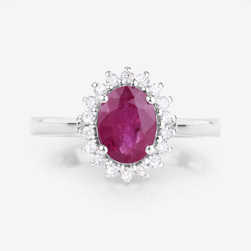 1.64 Carat Genuine Ruby and White Diamond 14K White Gold Ring by Bids.com