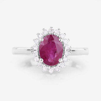 1.64 Carat Genuine Ruby and White Diamond 14K White Gold Ring by Bids.com