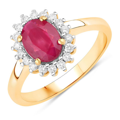 1.64 Carat Genuine Ruby and White Diamond 14K Yellow Gold Ring by Bids.com