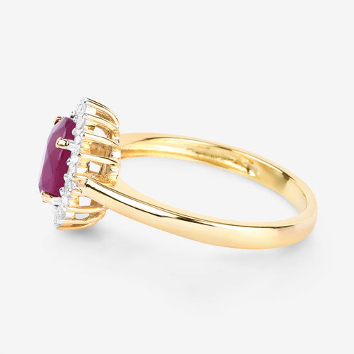 1.64 Carat Genuine Ruby and White Diamond 14K Yellow Gold Ring by Bids.com