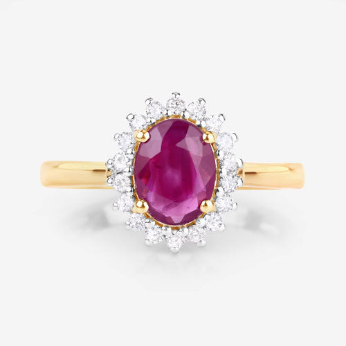 1.64 Carat Genuine Ruby and White Diamond 14K Yellow Gold Ring by Bids.com