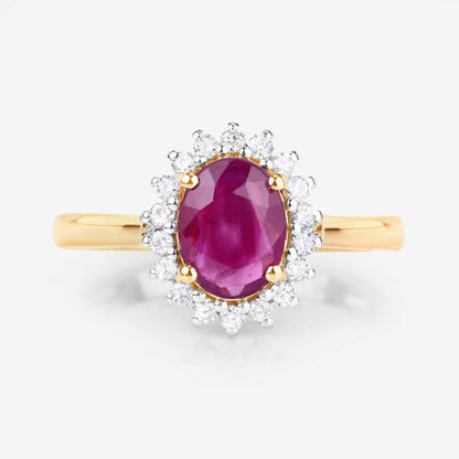 1.64 Carat Genuine Ruby and White Diamond 14K Yellow Gold Ring by Bids.com