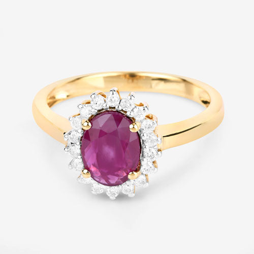 1.64 Carat Genuine Ruby and White Diamond 14K Yellow Gold Ring by Bids.com