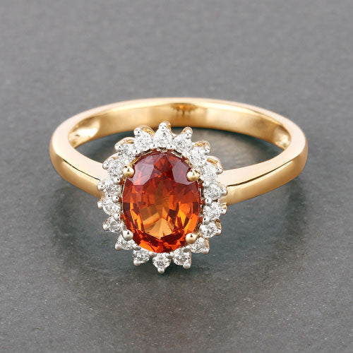 1.87 Carat Genuine Spessartite Garnet and White Diamond 14K Yellow Gold Ring by Bids.com