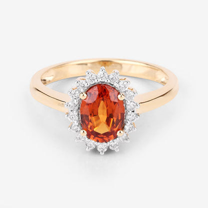 1.87 Carat Genuine Spessartite Garnet and White Diamond 14K Yellow Gold Ring by Bids.com
