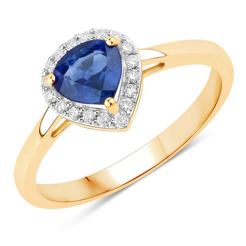 0.73 Carat Genuine Blue Sapphire and White Diamond 14K Yellow Gold Ring by Bids.com