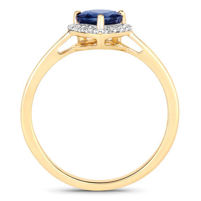 0.73 Carat Genuine Blue Sapphire and White Diamond 14K Yellow Gold Ring by Bids.com