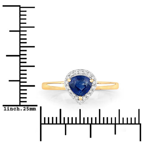 0.73 Carat Genuine Blue Sapphire and White Diamond 14K Yellow Gold Ring by Bids.com
