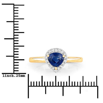 0.73 Carat Genuine Blue Sapphire and White Diamond 14K Yellow Gold Ring by Bids.com