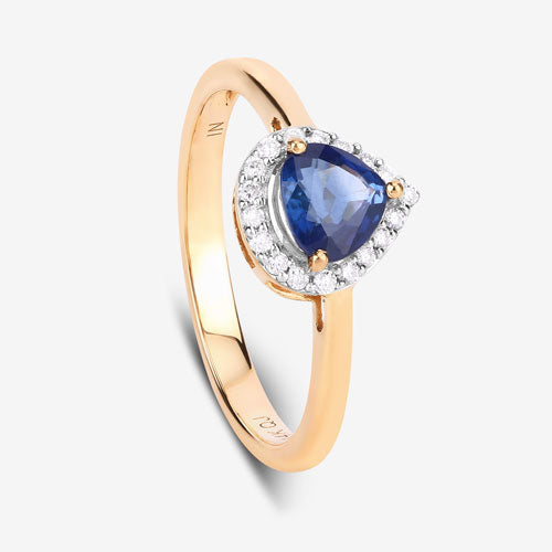 0.73 Carat Genuine Blue Sapphire and White Diamond 14K Yellow Gold Ring by Bids.com