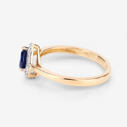 0.73 Carat Genuine Blue Sapphire and White Diamond 14K Yellow Gold Ring by Bids.com
