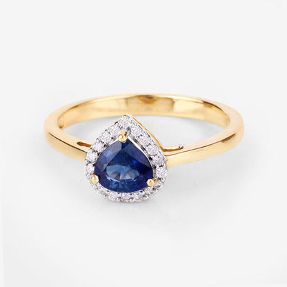 0.73 Carat Genuine Blue Sapphire and White Diamond 14K Yellow Gold Ring by Bids.com