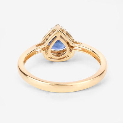 0.73 Carat Genuine Blue Sapphire and White Diamond 14K Yellow Gold Ring by Bids.com