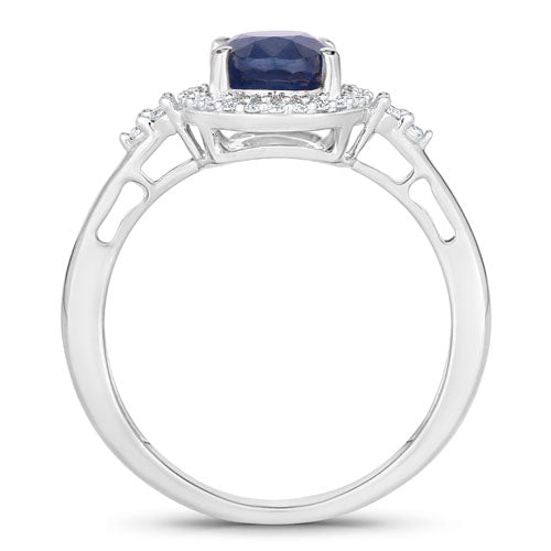 1.70 Carat Genuine Blue Sapphire and White Diamond 14K White Gold Ring by Bids.com