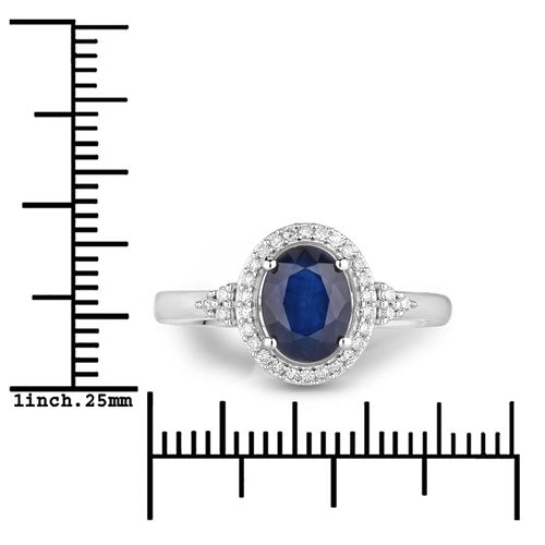 1.70 Carat Genuine Blue Sapphire and White Diamond 14K White Gold Ring by Bids.com