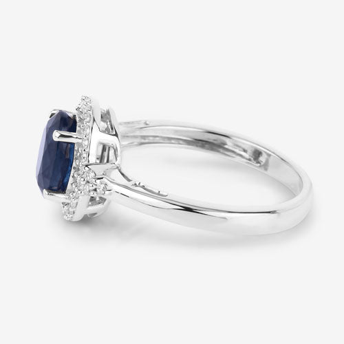 1.70 Carat Genuine Blue Sapphire and White Diamond 14K White Gold Ring by Bids.com