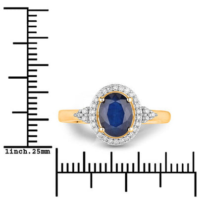 1.70 Carat Genuine Blue Sapphire and White Diamond 14K Yellow Gold Ring by Bids.com