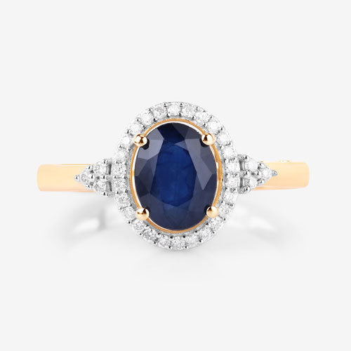 1.70 Carat Genuine Blue Sapphire and White Diamond 14K Yellow Gold Ring by Bids.com