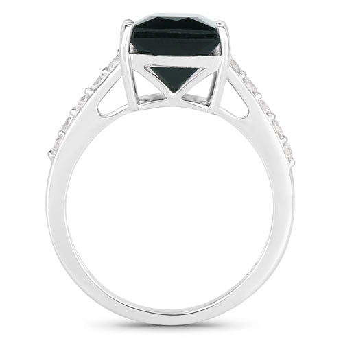 6.16 Carat Genuine Green Tourmaline and White Diamond 14K White Gold Ring by Bids.com