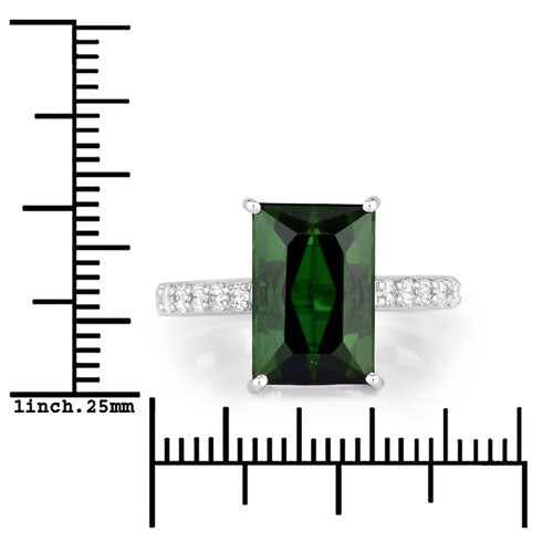 6.16 Carat Genuine Green Tourmaline and White Diamond 14K White Gold Ring by Bids.com