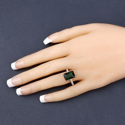 6.16 Carat Genuine Green Tourmaline and White Diamond 14K White Gold Ring by Bids.com
