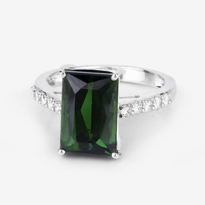 6.16 Carat Genuine Green Tourmaline and White Diamond 14K White Gold Ring by Bids.com