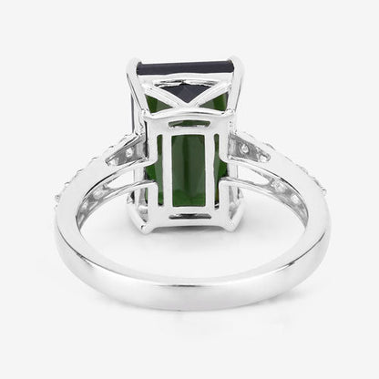 6.16 Carat Genuine Green Tourmaline and White Diamond 14K White Gold Ring by Bids.com