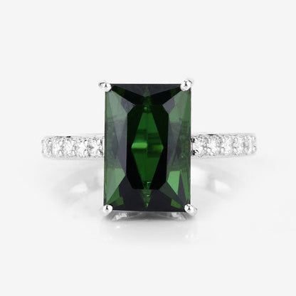 6.16 Carat Genuine Green Tourmaline and White Diamond 14K White Gold Ring by Bids.com