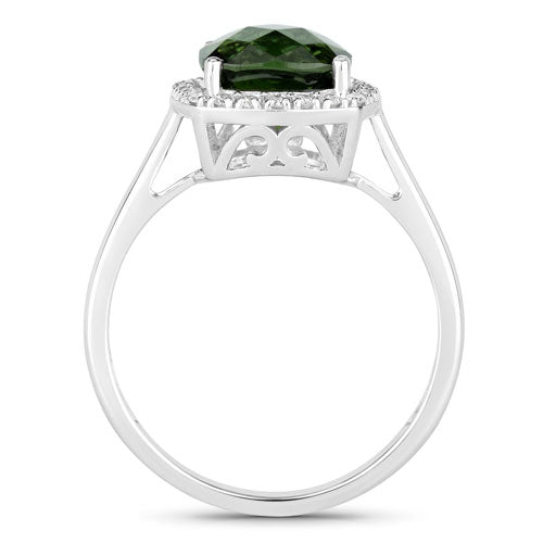2.64 Carat Genuine Green Tourmaline and White Diamond 14K White Gold Ring by Bids.com