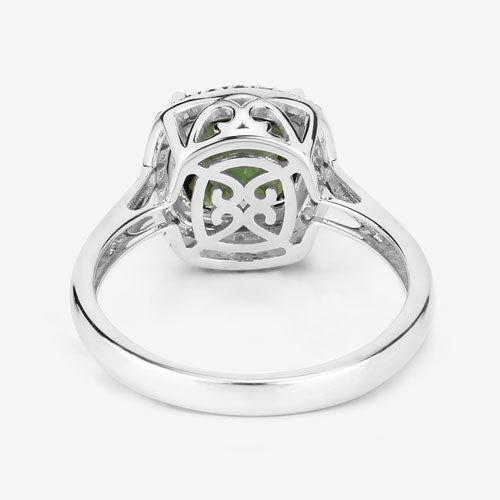 2.64 Carat Genuine Green Tourmaline and White Diamond 14K White Gold Ring by Bids.com