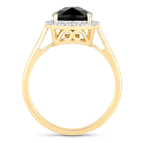 2.64 Carat Genuine Green Tourmaline and White Diamond 14K Yellow Gold Ring by Bids.com