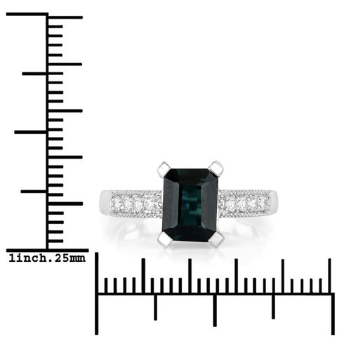 1.91 Carat Genuine Green Tourmaline and White Diamond 14K White Gold Ring by Bids.com