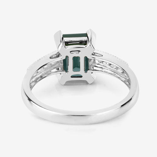 1.91 Carat Genuine Green Tourmaline and White Diamond 14K White Gold Ring by Bids.com