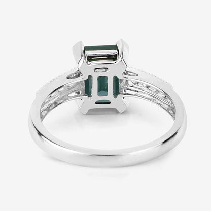 1.91 Carat Genuine Green Tourmaline and White Diamond 14K White Gold Ring by Bids.com