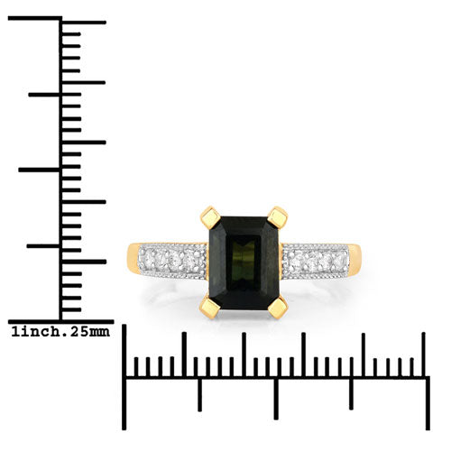 1.91 Carat Genuine Green Tourmaline and White Diamond 14K Yellow Gold Ring by Bids.com