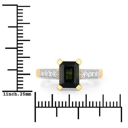 1.91 Carat Genuine Green Tourmaline and White Diamond 14K Yellow Gold Ring by Bids.com