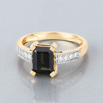 1.91 Carat Genuine Green Tourmaline and White Diamond 14K Yellow Gold Ring by Bids.com