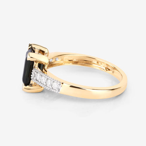 1.91 Carat Genuine Green Tourmaline and White Diamond 14K Yellow Gold Ring by Bids.com