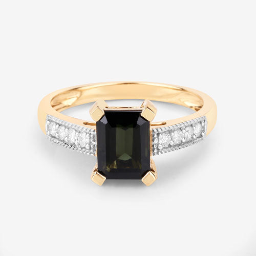 1.91 Carat Genuine Green Tourmaline and White Diamond 14K Yellow Gold Ring by Bids.com